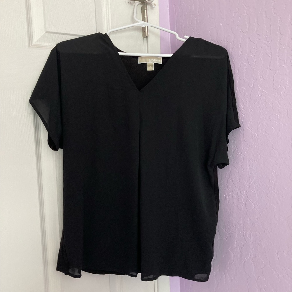 V neck black loose Michael Kors Blouse